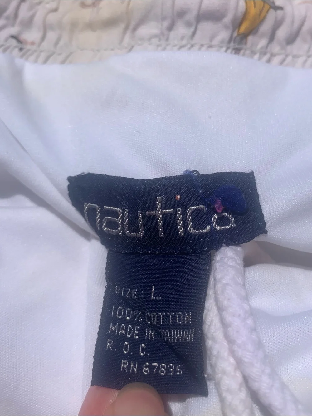 Vintage Nautica nautical sailing theme swim trunks - needs elastic repair